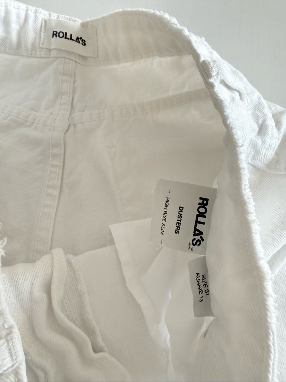 ROLLA'S White Distressed Denim Shorts Dusters high rise slim Size 31 - Picture 5 of 8